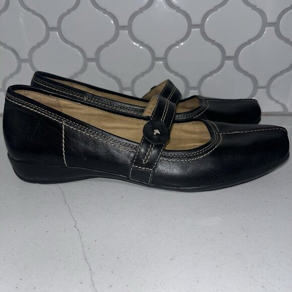 Black Slip On Double Stitching Mary Jane Comfort Dress Work Shoe Naturalizer 8 M - Picture 1 of 11